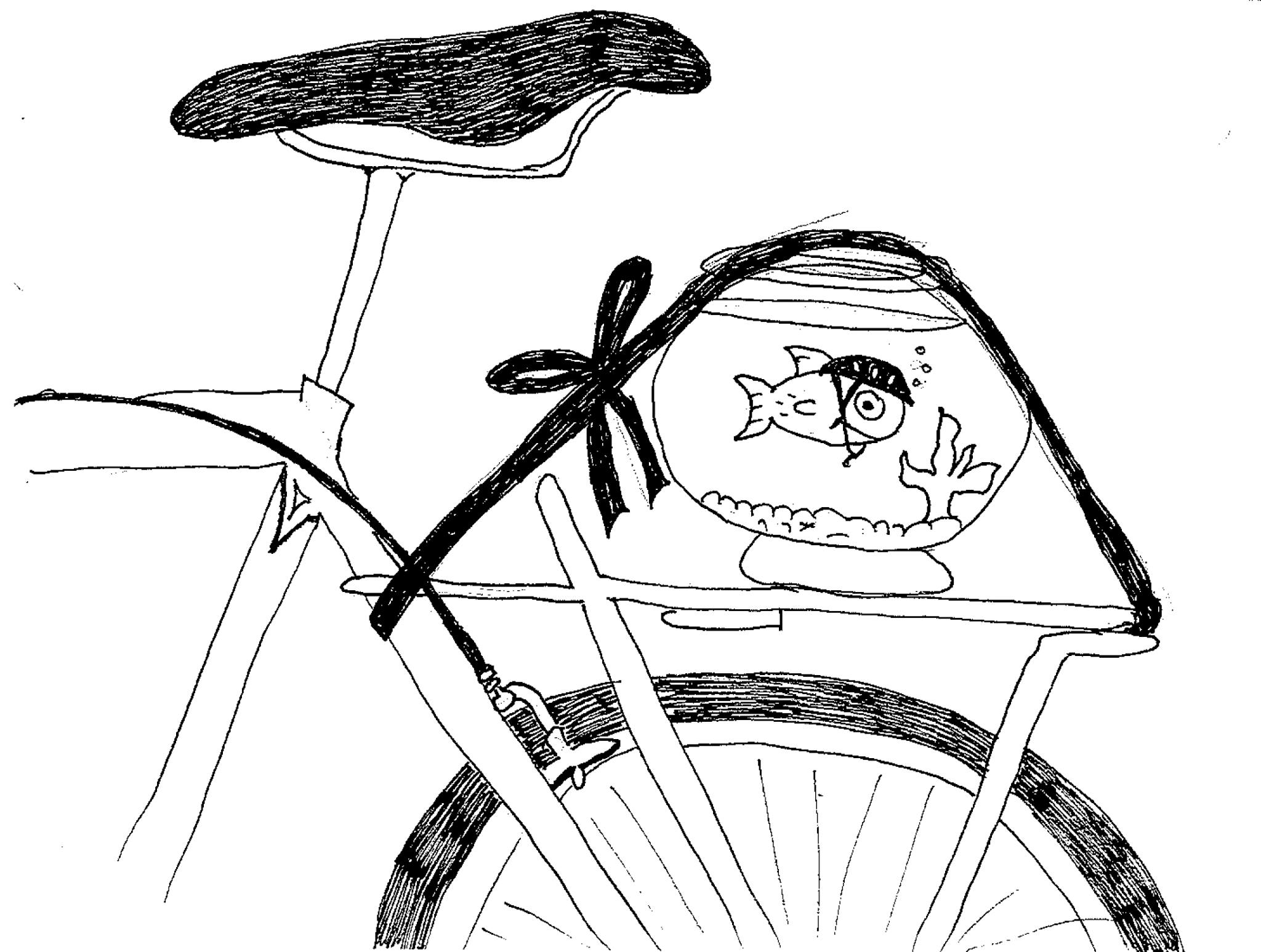 fish on bicycle